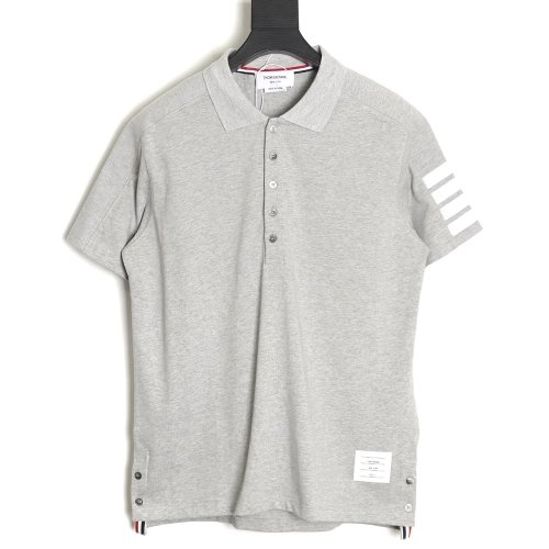 Thom Browne striped sleeve yarn-dyed short-sleeved polo shirt,Thom Browne