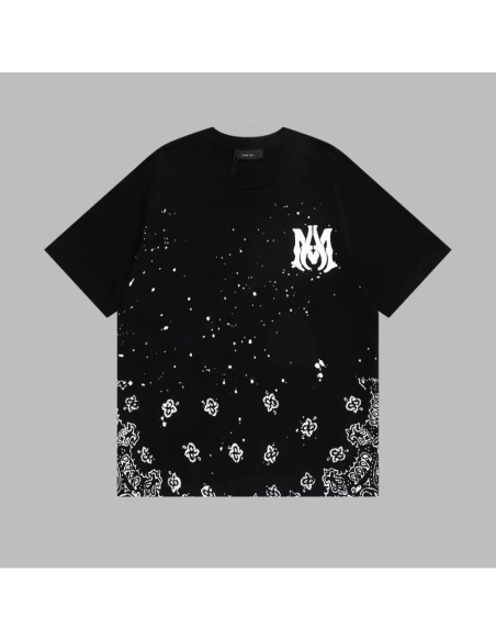 Amiri Cashew Flower Embossed Short Sleeve T-shirt,Amiri T Shirt,Tshirt,APPAREL