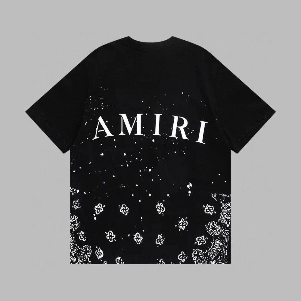 Amiri Cashew Flower Embossed Short Sleeve T-shirt,Amiri T Shirt,Tshirt,APPAREL