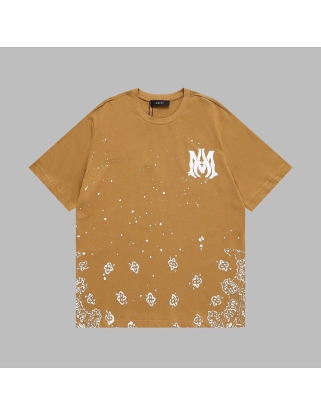 Amiri Cashew Flower Embossed Short Sleeve T-shirt,Amiri T Shirt,Tshirt,APPAREL