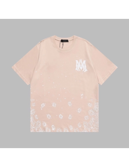 Amiri Cashew Flower Embossed Short Sleeve T-shirt,Amiri T Shirt,Tshirt,APPAREL
