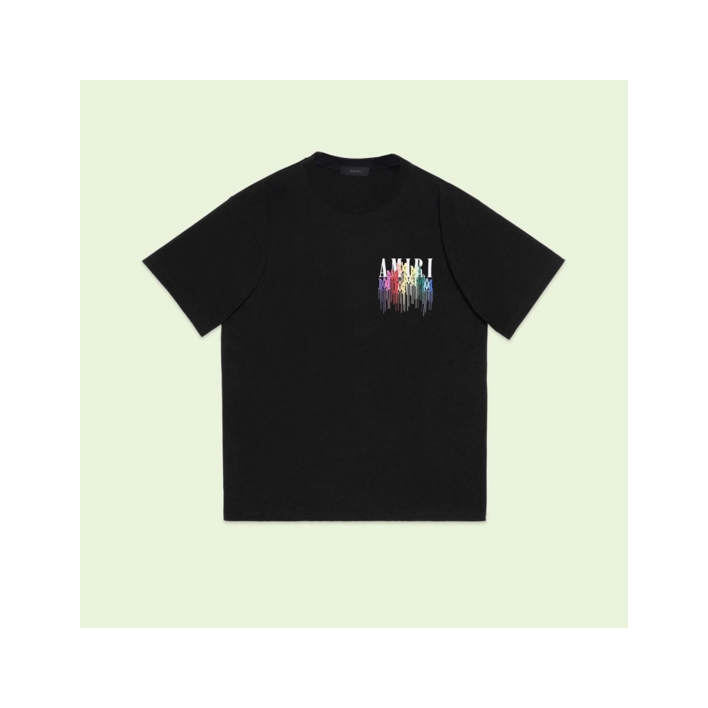 Amiri American-Style Colorful Dripping Fringe Printed Short Sleeve T-shirt,Amiri T Shirt,Tshirt,APPAREL