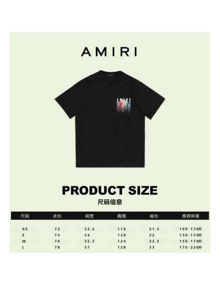 Amiri American-Style Colorful Dripping Fringe Printed Short Sleeve T-shirt,Amiri T Shirt,Tshirt,APPAREL