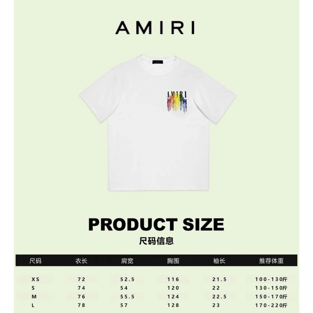 Amiri American-Style Colorful Dripping Fringe Printed Short Sleeve T-shirt,Amiri T Shirt,Tshirt,APPAREL