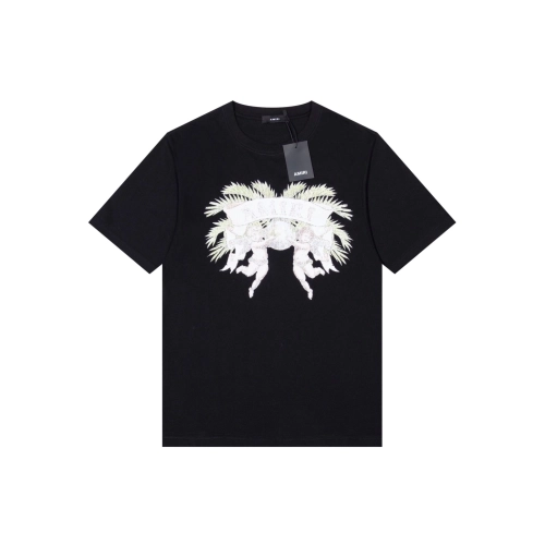 Amiri Angel Letter Design Cracked Seam Short Sleeve,Amiri T Shirt,Tshirt,APPAREL