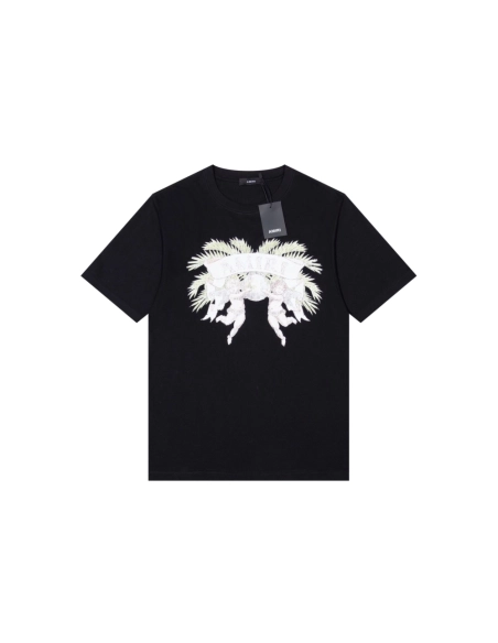 Amiri Angel Letter Design Cracked Seam Short Sleeve,Amiri T Shirt,Tshirt,APPAREL