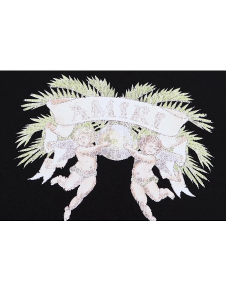 Amiri Angel Letter Design Cracked Seam Short Sleeve,Amiri T Shirt,Tshirt,APPAREL