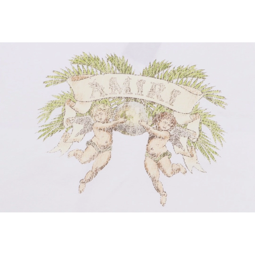 Amiri Angel Letter Design Cracked Seam Short Sleeve,Amiri T Shirt,Tshirt,APPAREL