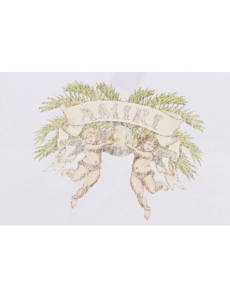 Amiri Angel Letter Design Cracked Seam Short Sleeve,Amiri T Shirt,Tshirt,APPAREL