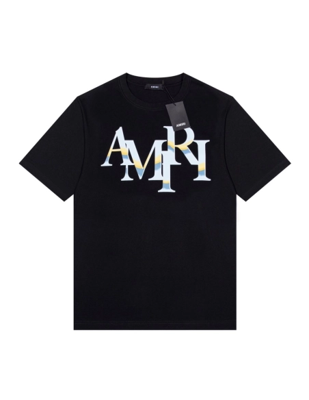 Amiri Angel Letter Design Cracked Seam Short Sleeve,Amiri T Shirt,Tshirt,APPAREL