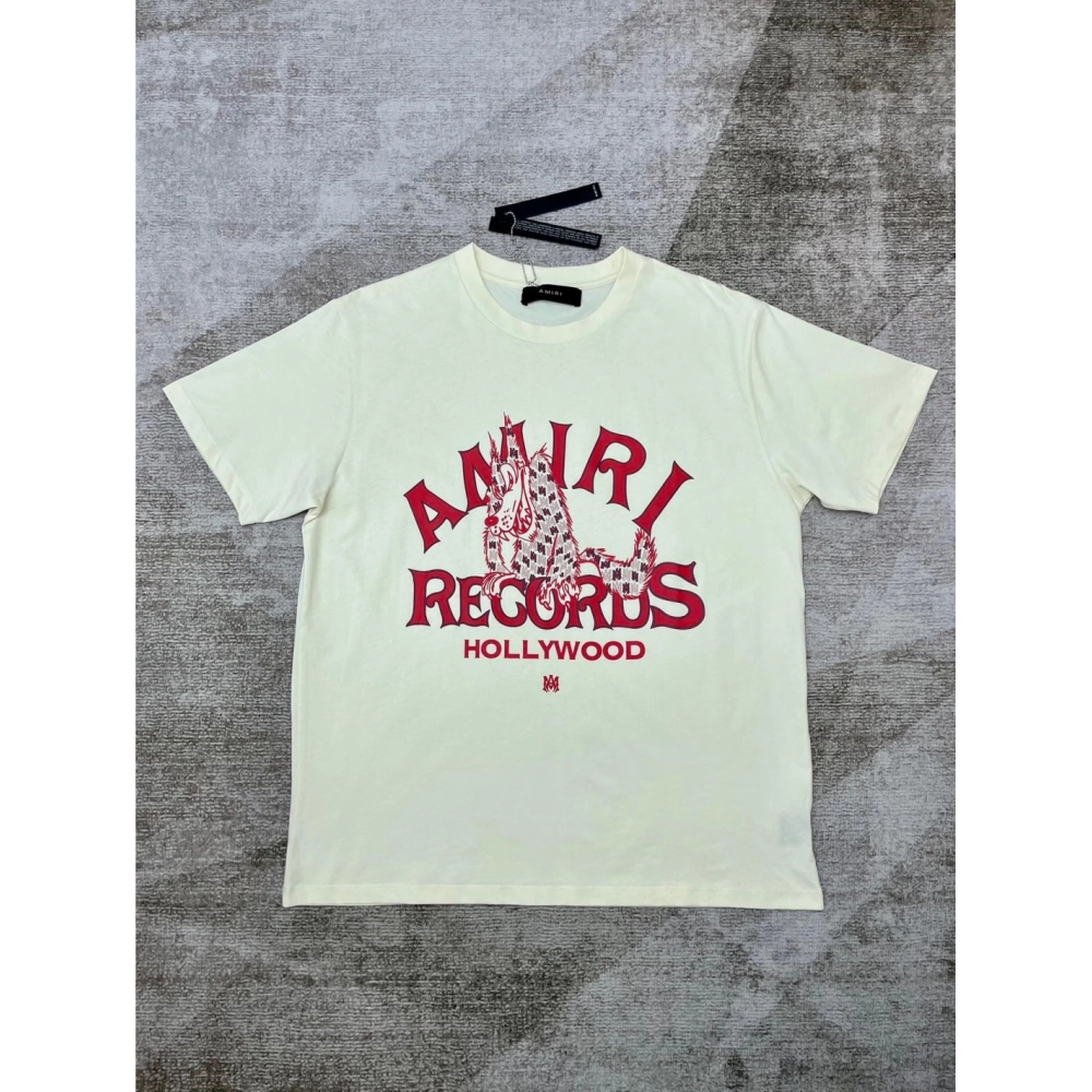 Amiri New Red Wolf Printed Short Sleeve T-shirt,Amiri T Shirt,Tshirt,APPAREL