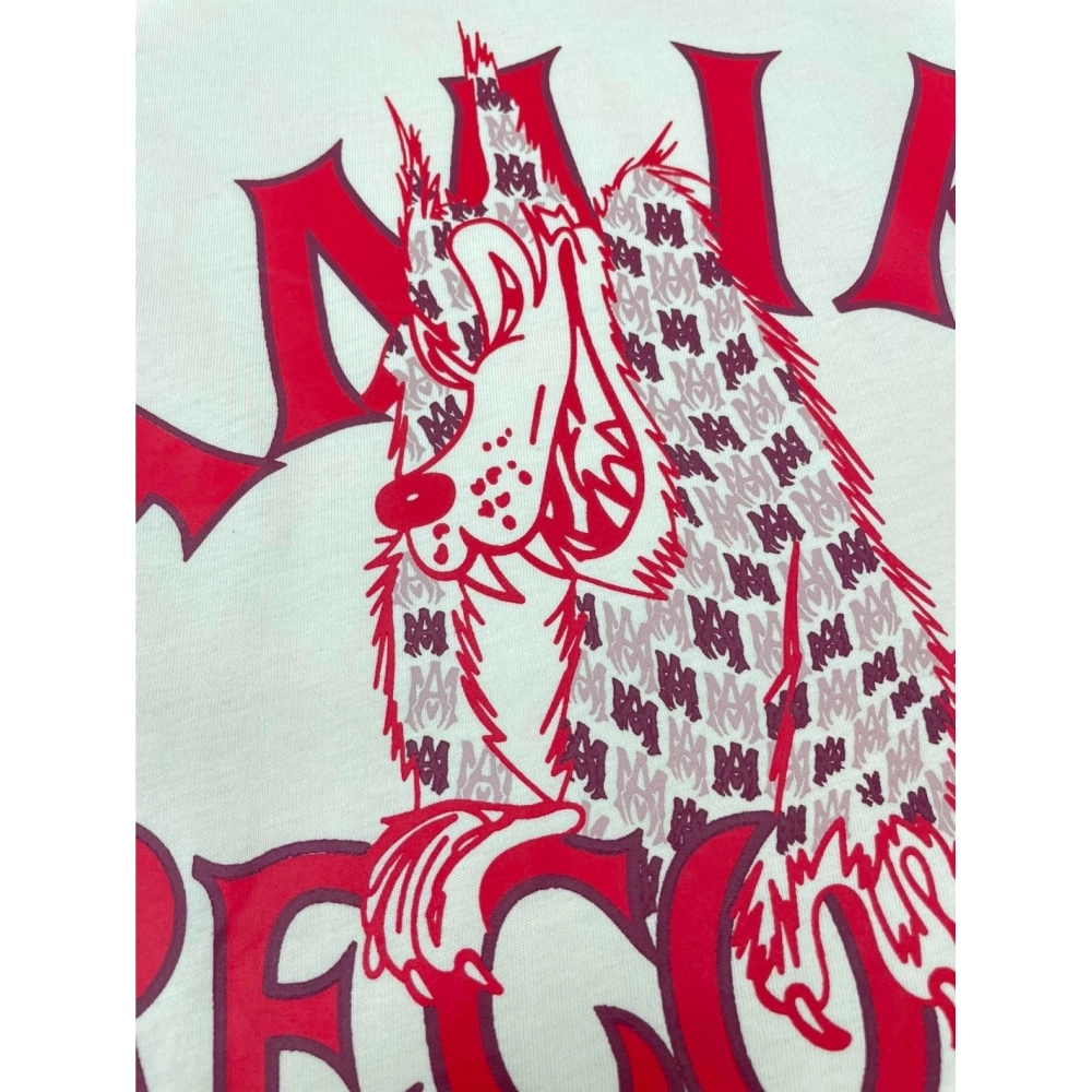Amiri New Red Wolf Printed Short Sleeve T-shirt,Amiri T Shirt,Tshirt,APPAREL