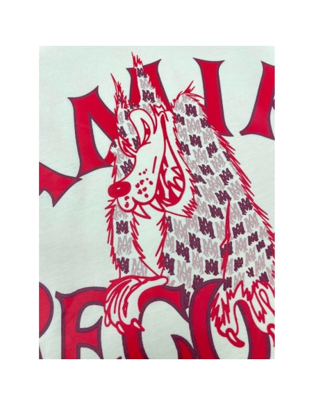 Amiri New Red Wolf Printed Short Sleeve T-shirt,Amiri T Shirt,Tshirt,APPAREL