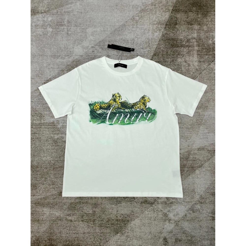 Amiri New Double Leopard Printed Short-Sleeve T-shirt,Amiri T Shirt,Tshirt,APPAREL
