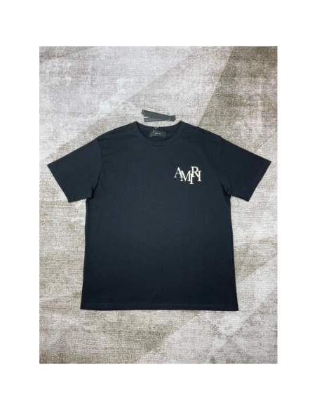 Amiri New Logo Short Sleeve Double Color Gel Printed Back T-shirt,Amiri T Shirt,Tshirt,APPAREL
