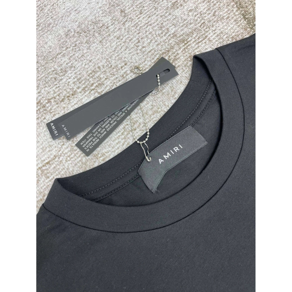 Amiri New Logo Short Sleeve Double Color Gel Printed Back T-shirt,Amiri T Shirt,Tshirt,APPAREL
