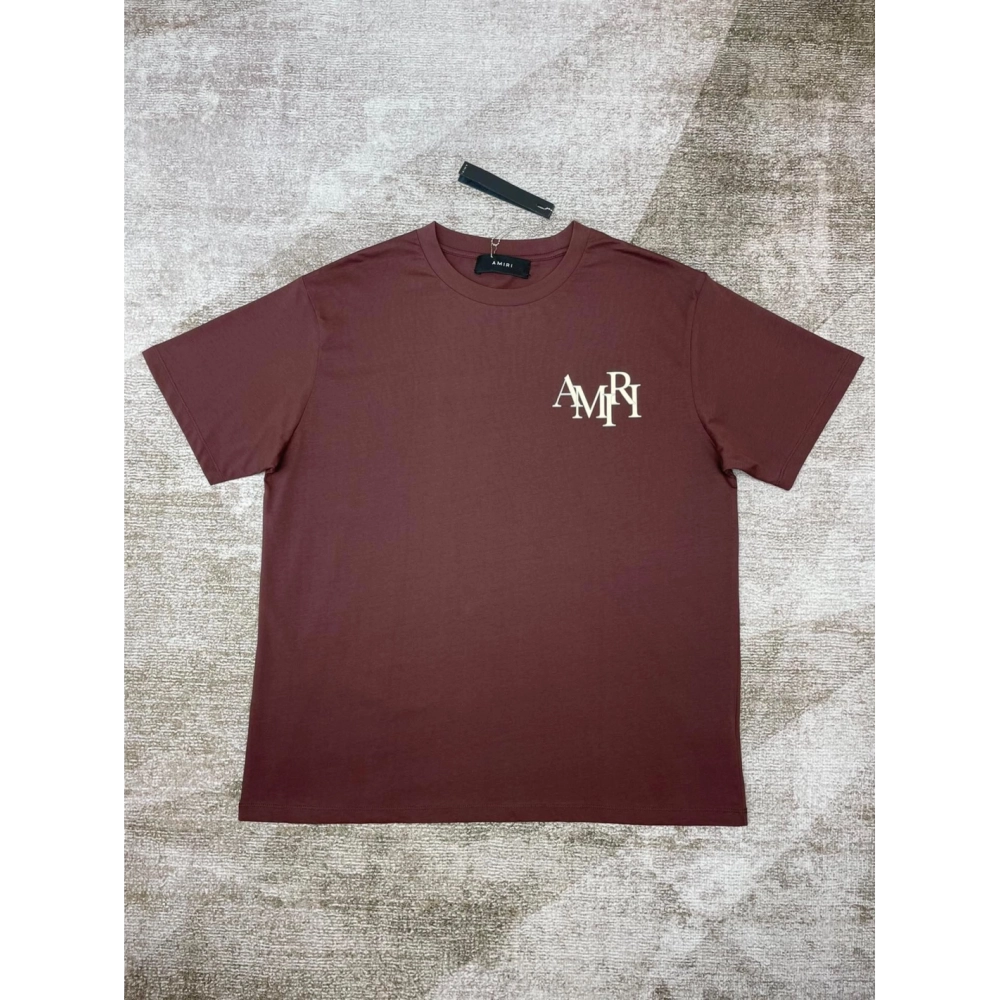 Amiri New Logo Short Sleeve Double Color Gel Printed Back T-shirt,Amiri T Shirt,Tshirt,APPAREL