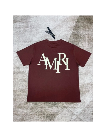 Amiri New Logo Short Sleeve Double Color Gel Printed Back T-shirt,Amiri T Shirt,Tshirt,APPAREL