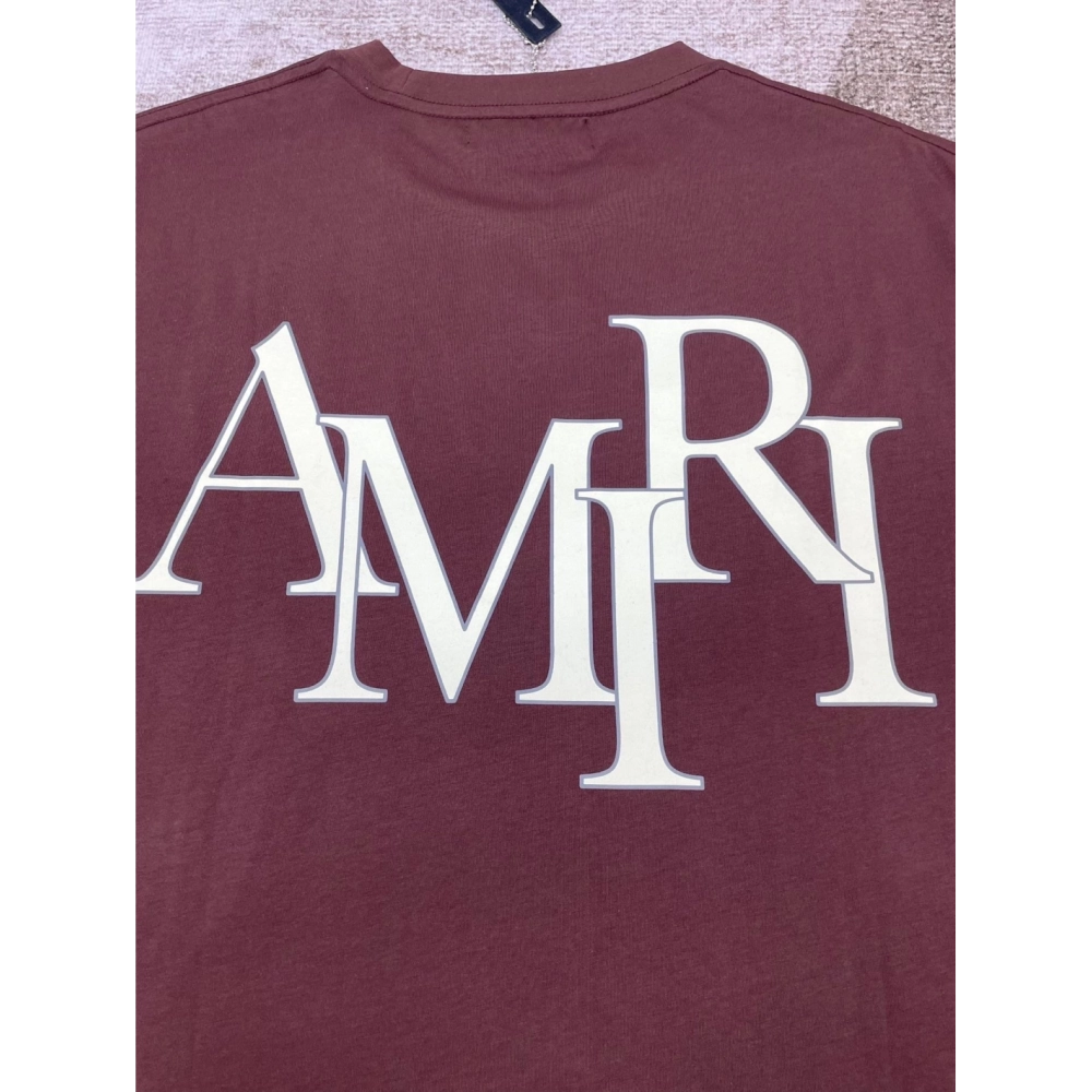 Amiri New Logo Short Sleeve Double Color Gel Printed Back T-shirt,Amiri T Shirt,Tshirt,APPAREL