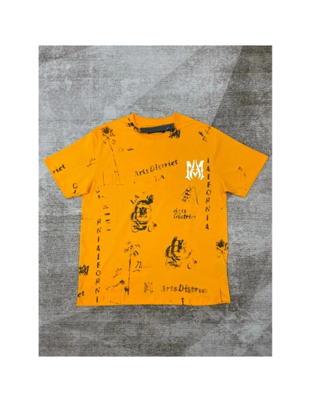 Amiri graffiti fluorescent green print short-sleeved rear printt T-shirt,Amiri T Shirt,Tshirt,APPAREL