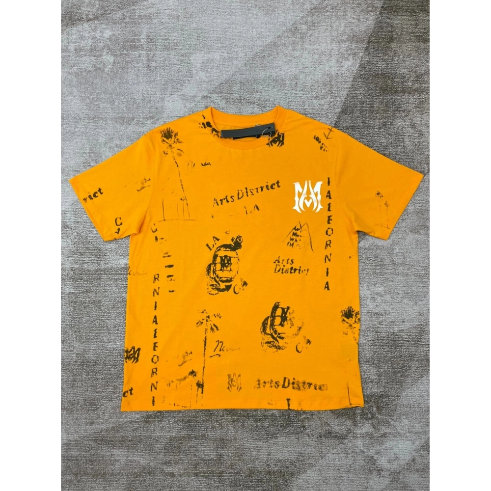 Amiri graffiti fluorescent green print short-sleeved rear printt T-shirt,Amiri T Shirt,Tshirt,APPAREL