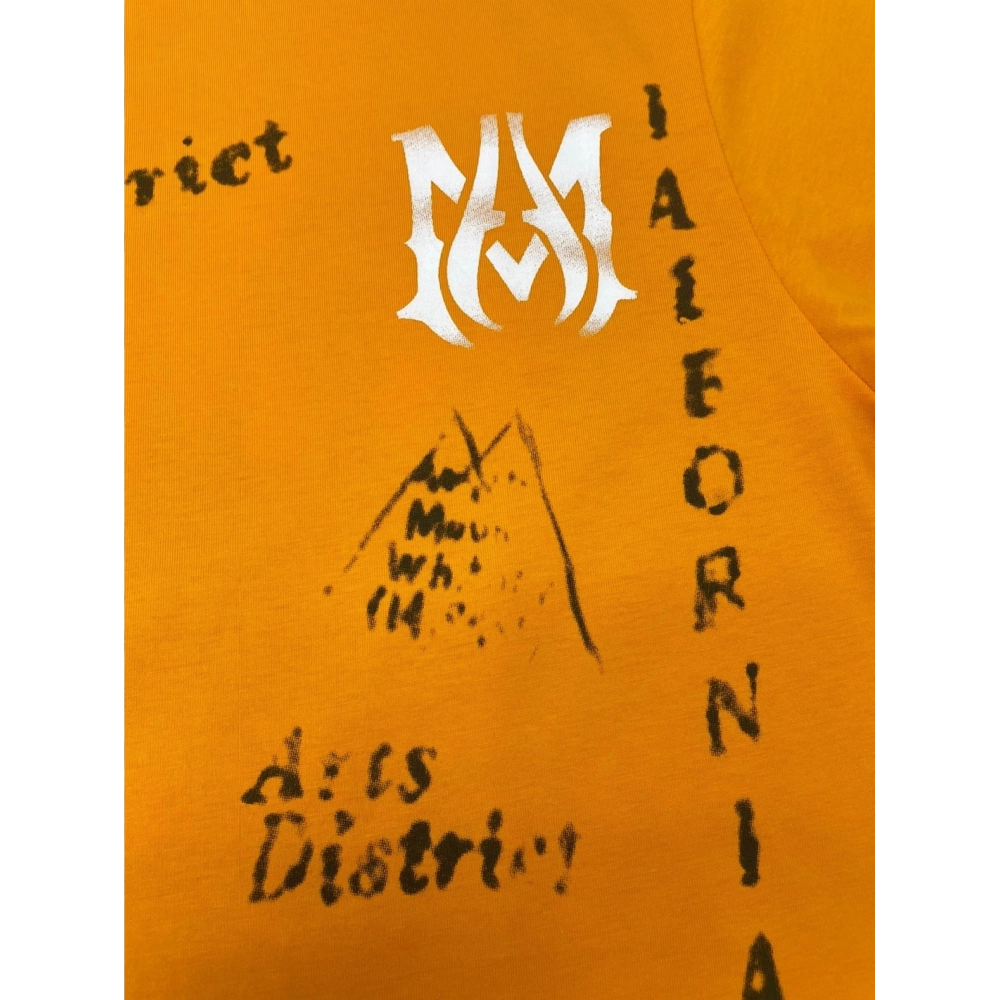 Amiri graffiti fluorescent green print short-sleeved rear printt T-shirt,Amiri T Shirt,Tshirt,APPAREL