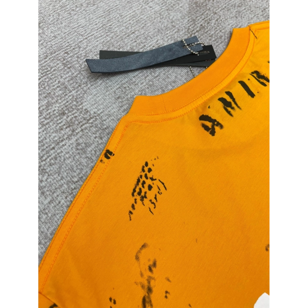 Amiri graffiti fluorescent green print short-sleeved rear printt T-shirt,Amiri T Shirt,Tshirt,APPAREL
