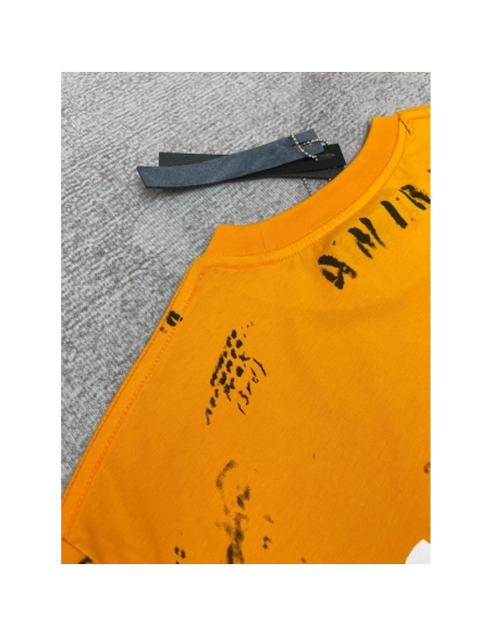 Amiri graffiti fluorescent green print short-sleeved rear printt T-shirt,Amiri T Shirt,Tshirt,APPAREL