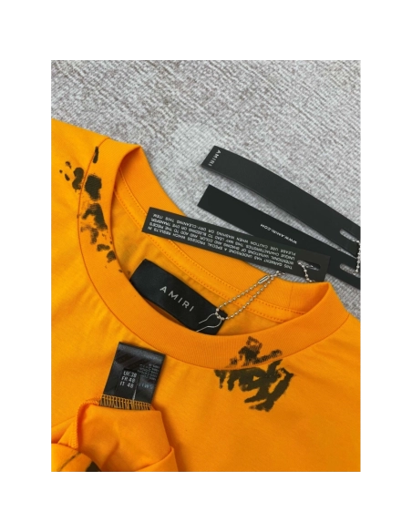 Amiri graffiti fluorescent green print short-sleeved rear printt T-shirt,Amiri T Shirt,Tshirt,APPAREL