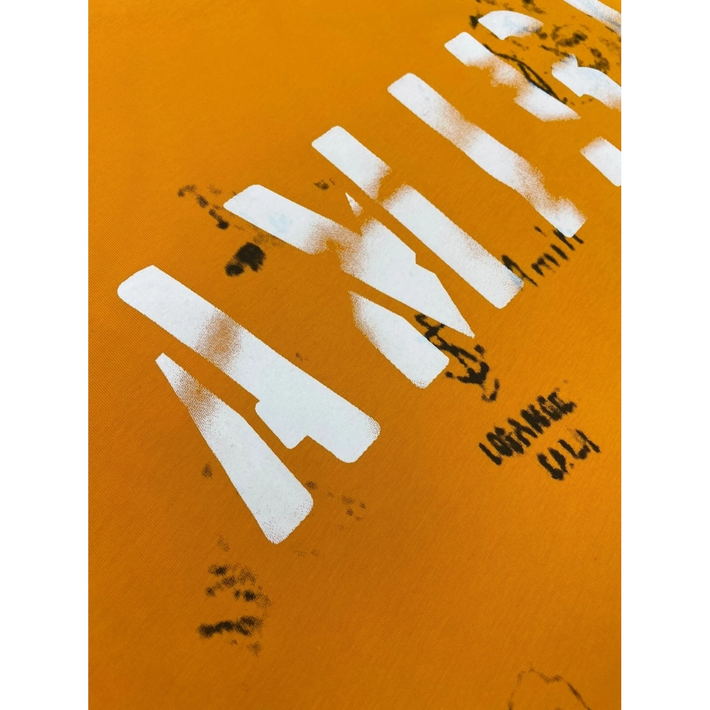 Amiri graffiti fluorescent green print short-sleeved rear printt T-shirt,Amiri T Shirt,Tshirt,APPAREL