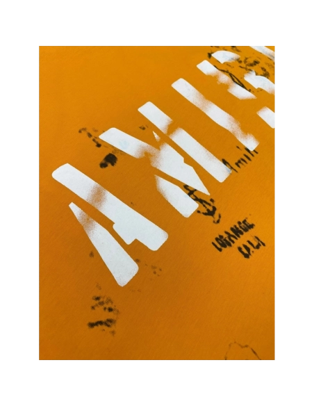 Amiri graffiti fluorescent green print short-sleeved rear printt T-shirt,Amiri T Shirt,Tshirt,APPAREL