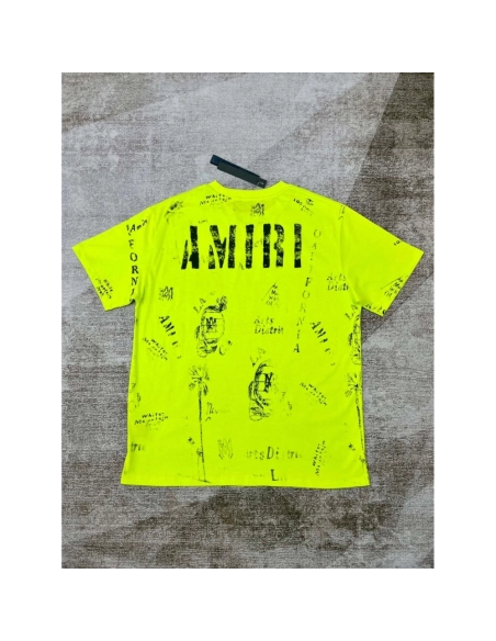 Amiri graffiti fluorescent green print short-sleeved rear printt T-shirt,Amiri T Shirt,Tshirt,APPAREL