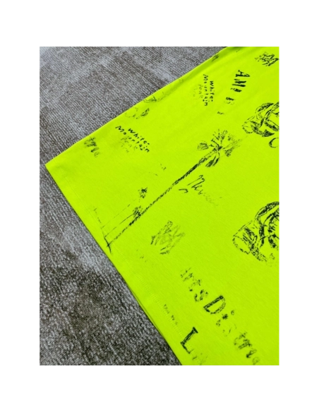 Amiri graffiti fluorescent green print short-sleeved rear printt T-shirt,Amiri T Shirt,Tshirt,APPAREL