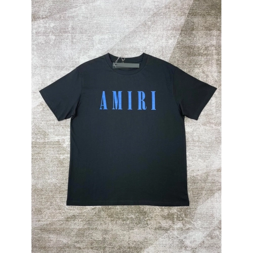 Amiri New print blue letter short-sleeved wide logo thick printt T-shirt,Amiri T Shirt,Tshirt,APPAREL