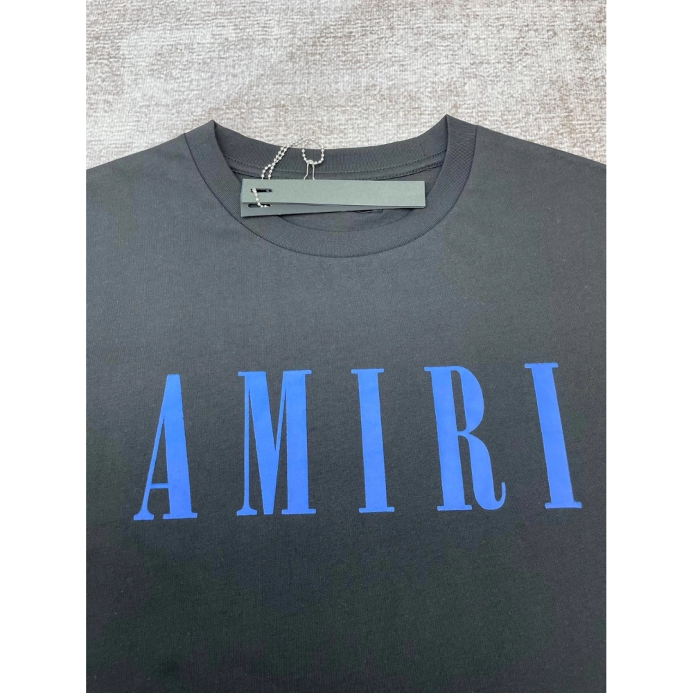 Amiri New print blue letter short-sleeved wide logo thick printt T-shirt,Amiri T Shirt,Tshirt,APPAREL