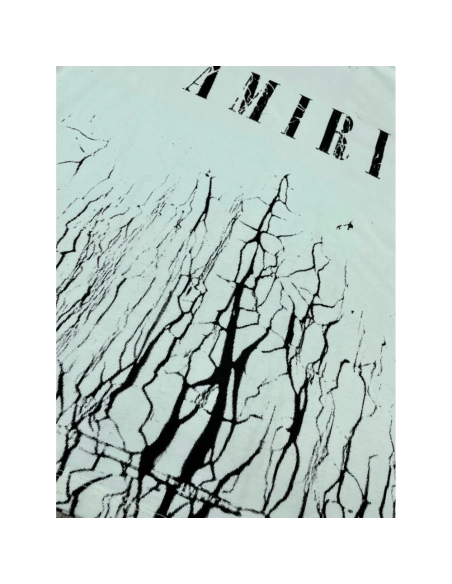 Amiri New print silk crack letter short-sleeved wide logo silk crack feeling print T-shirt,Amiri T Shirt,Tshirt,APPAREL