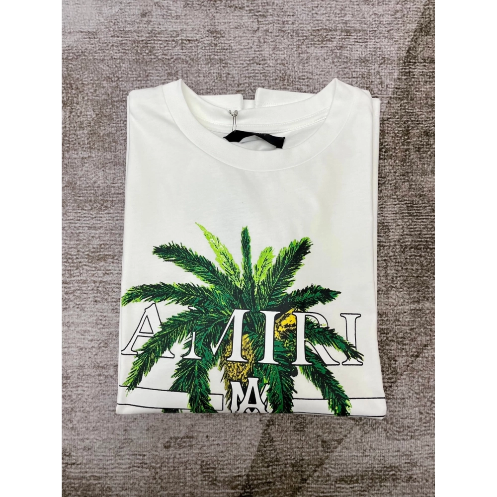 Amiri New print coconut tree short-sleeved wide logo coconut tree digital printt T-shirt,Amiri T Shirt,Tshirt,APPAREL