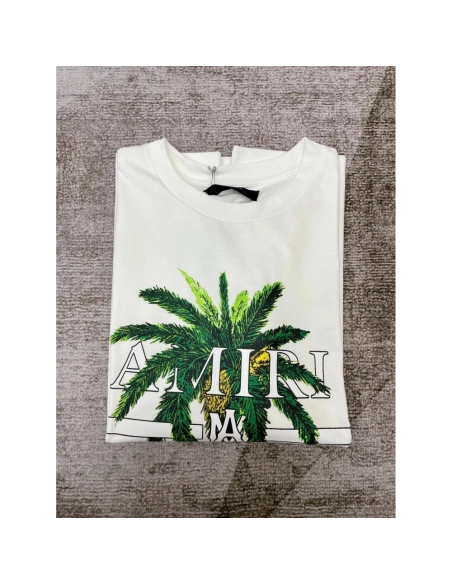Amiri New print coconut tree short-sleeved wide logo coconut tree digital printt T-shirt,Amiri T Shirt,Tshirt,APPAREL
