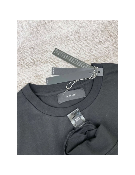 Amiri New print silk crack letter short-sleeved wide logo silk crack feeling print T-shirt,Amiri T Shirt,Tshirt,APPAREL