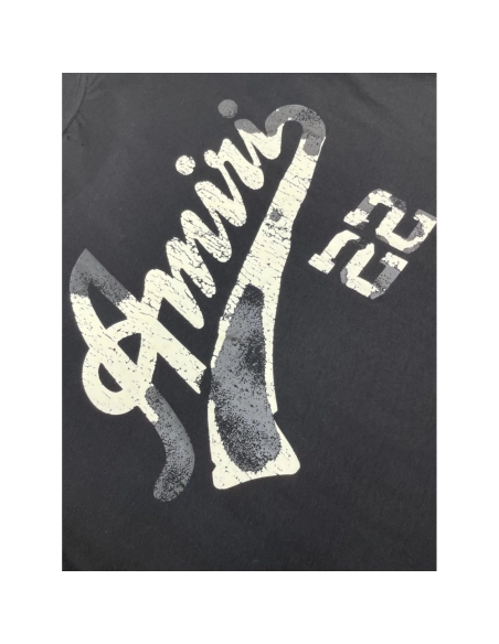 Amiri New print silk crack letter short-sleeved wide logo silk crack feeling print T-shirt,Amiri T Shirt,Tshirt,APPAREL