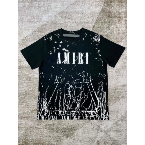 Amiri New print silk crack letter short-sleeved wide logo silk crack feeling printT-shirt,Amiri T Shirt,Tshirt,APPAREL