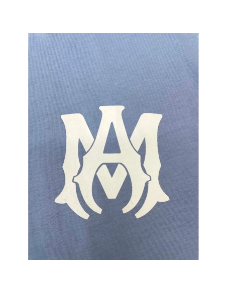 Amiri New print sky blue short-sleeved rear wide logo letter printt T-shirt,Amiri T Shirt,Tshirt,APPAREL