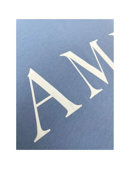 Amiri New print sky blue short-sleeved rear wide logo letter printt T-shirt,Amiri T Shirt,Tshirt,APPAREL