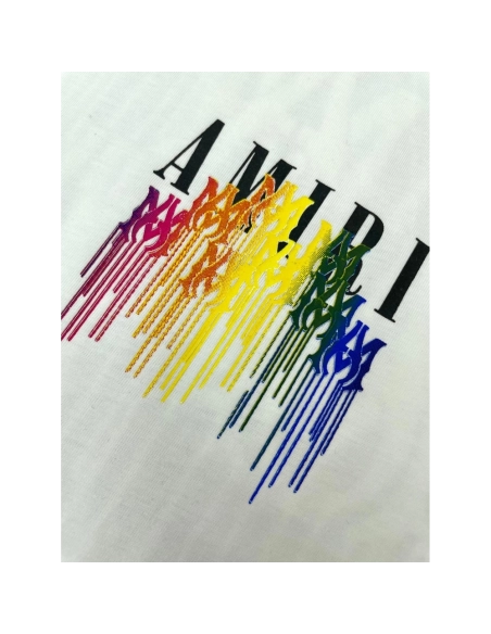 Amiri New print colorful black short-sleeved rear wide colorful logo letter tassel printt T-shirt,Amiri T Shirt,Tshirt,APPAREL