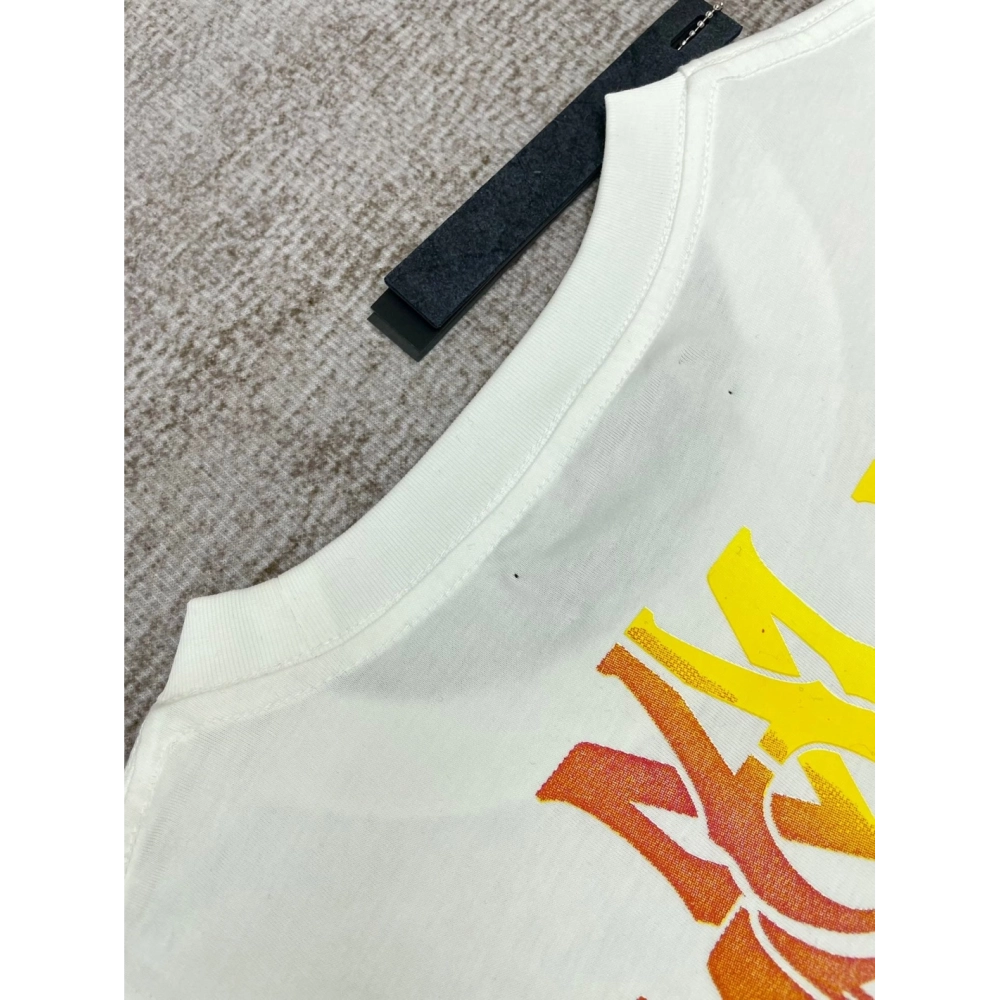 Amiri New print colorful black short-sleeved rear wide colorful logo letter tassel printt T-shirt,Amiri T Shirt,Tshirt,APPAREL