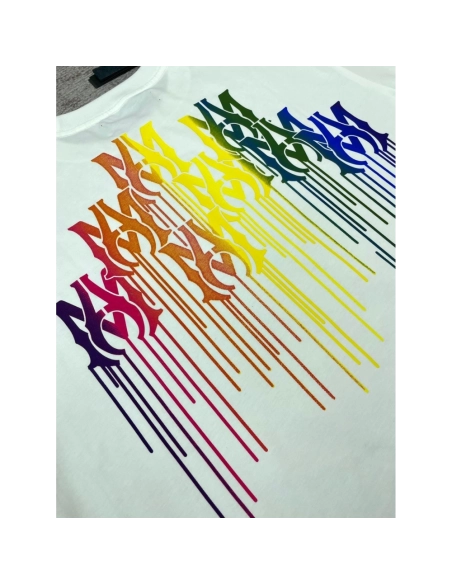 Amiri New print colorful black short-sleeved rear wide colorful logo letter tassel printt T-shirt,Amiri T Shirt,Tshirt,APPAREL