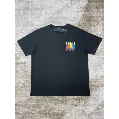 Amiri New print colorful black short-sleeved rear wide colorful logo letter tassel printt T-shirt,Amiri T Shirt,Tshirt,APPAREL