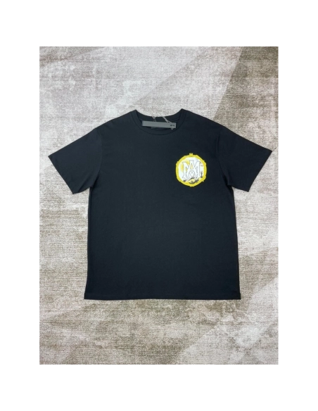 Amiri New print sun black short-sleeved wide AM letter rear sun print T-shirt,Amiri T Shirt,Tshirt,APPAREL