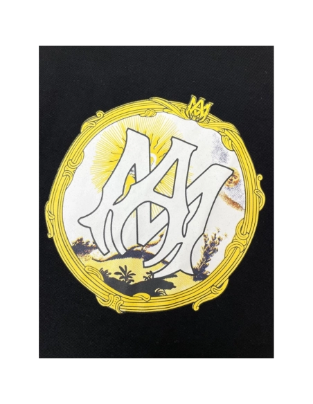 Amiri New print sun black short-sleeved wide AM letter rear sun print T-shirt,Amiri T Shirt,Tshirt,APPAREL