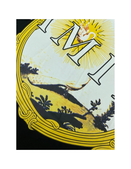 Amiri New print sun black short-sleeved wide AM letter rear sun print T-shirt,Amiri T Shirt,Tshirt,APPAREL